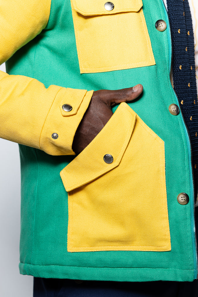 Twill Sailors' Jacket (Green/Yellow) -lightweight – G O A T by